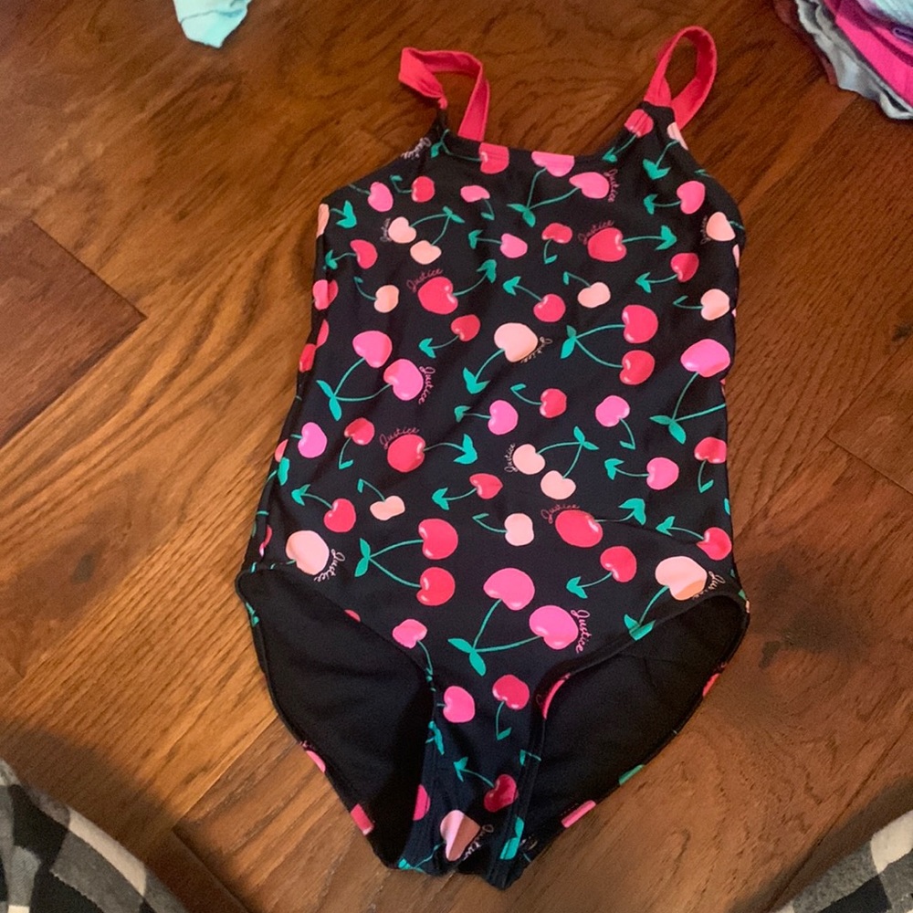 cherry girls swim suit